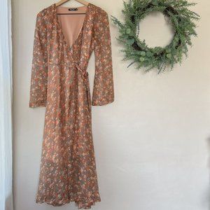 Nasty Gal Floral Midi Wrap Dress